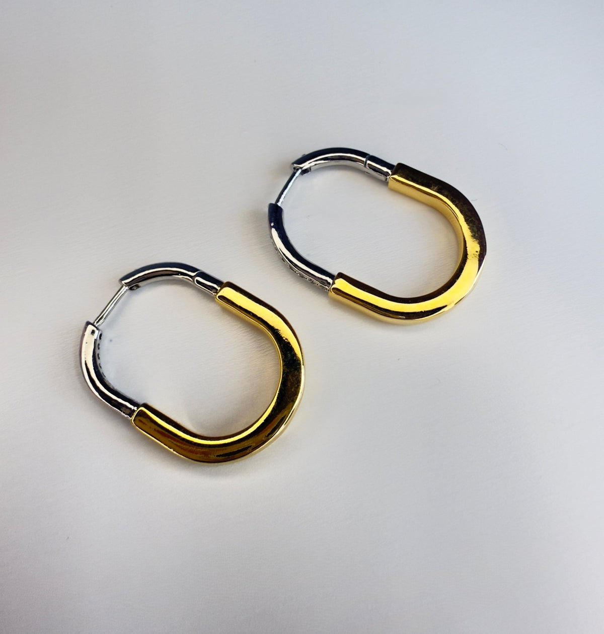 Gold & Silver Rectangle Hoops