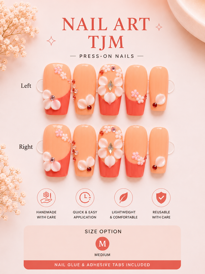 Coral Blossom Press-On Nails