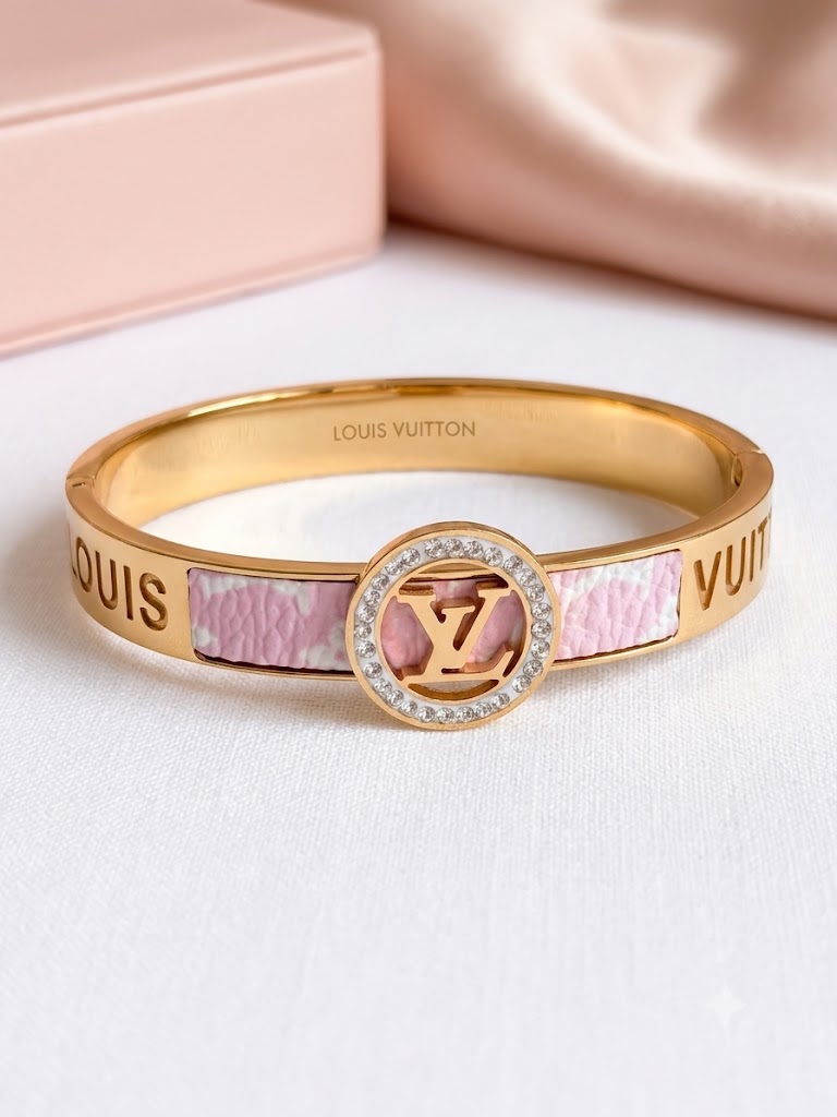 Rosé Luxe Leather Bangle