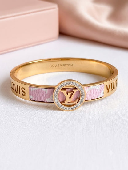 Rosé Luxe Leather Bangle