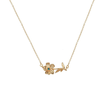 Birth Story Necklace: Flower & Gemstone Personalized