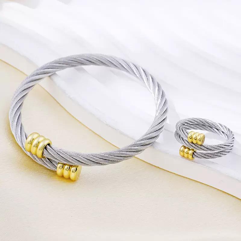 Cable Wire Bangle & Ring Combo