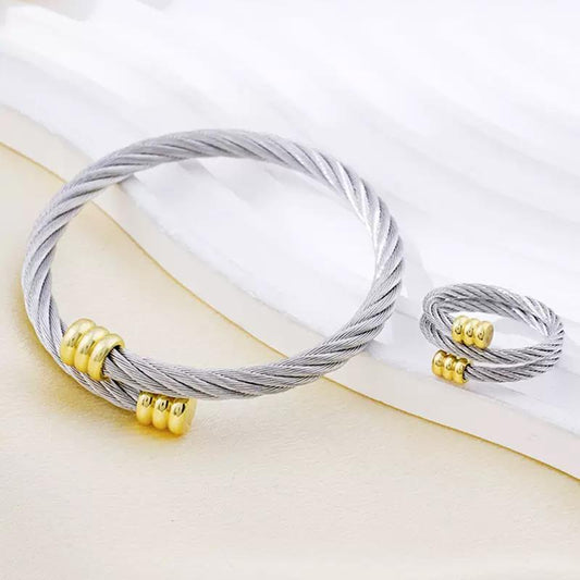 Cable Wire Bangle & Ring Combo