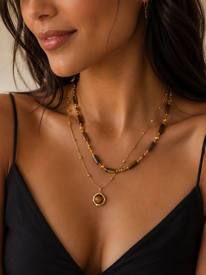 Natural Tiger Eye Necklace Set