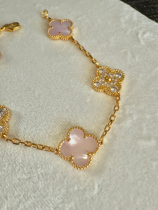 Pink Sparkle Trefoil Bracelet