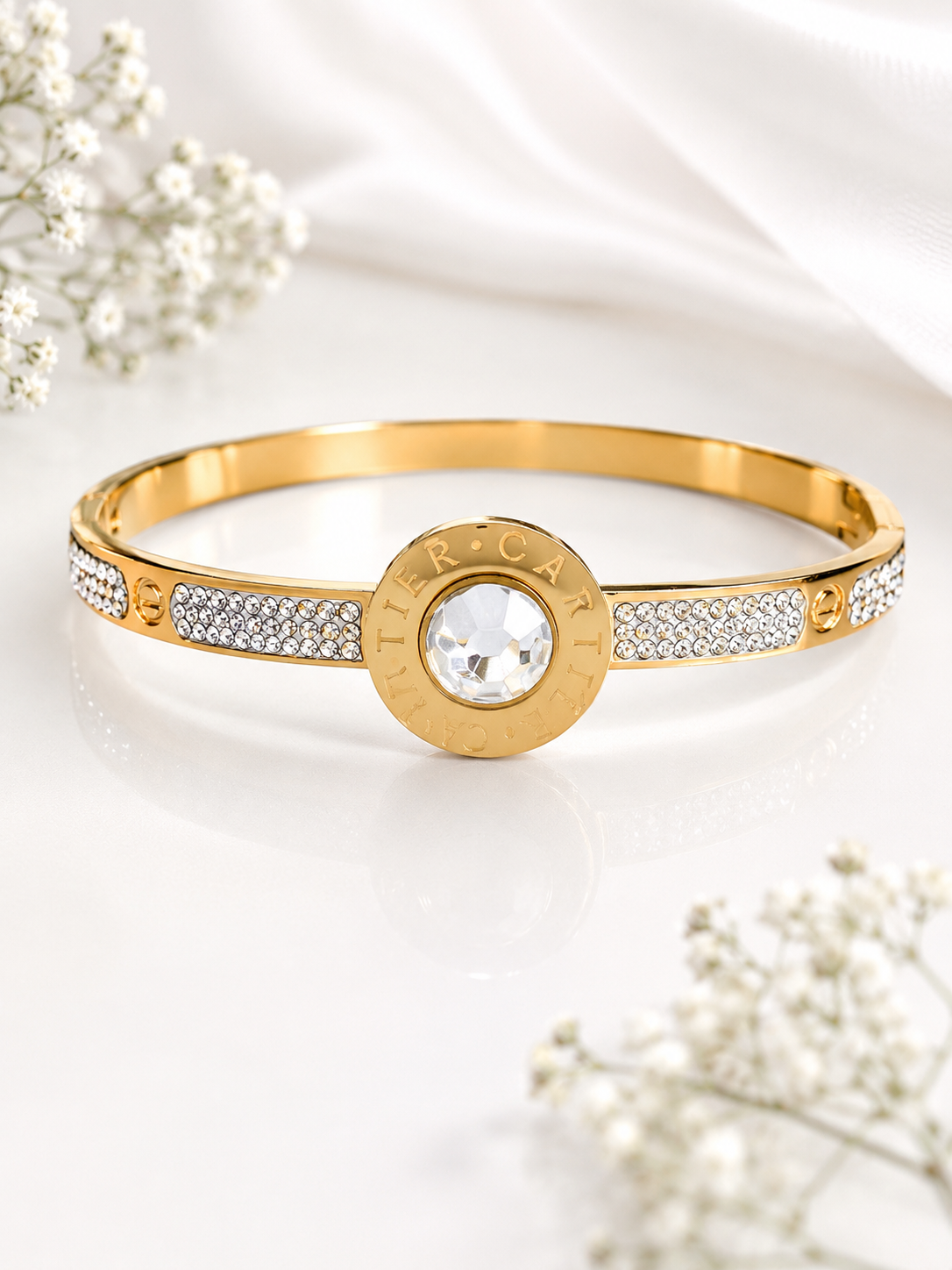 Crystal Luxe Front-Opening Bangle