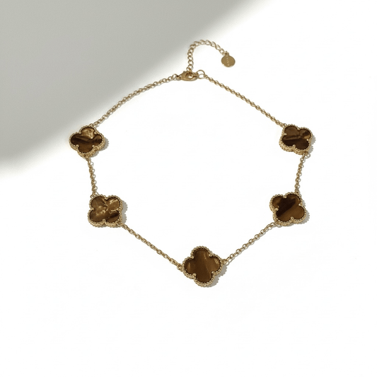 Brown Mother Pearl Trefoil Necklace