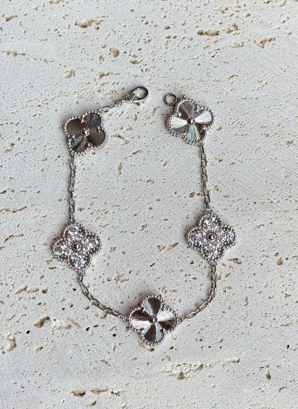 White Gold-Filled Trefoil Bracelet