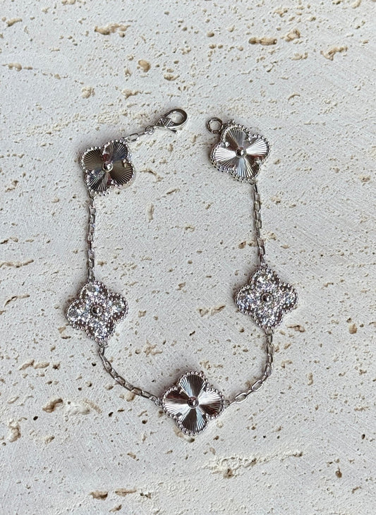 White Gold-Filled Trefoil Bracelet