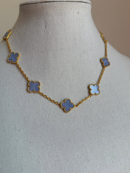 High Quality Light Grey Clover Necklace