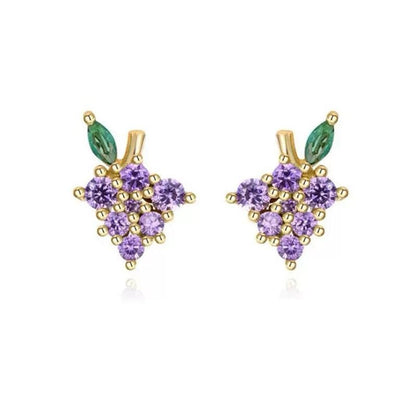 Mini fruit-shaped gold-filled stud earring on white background