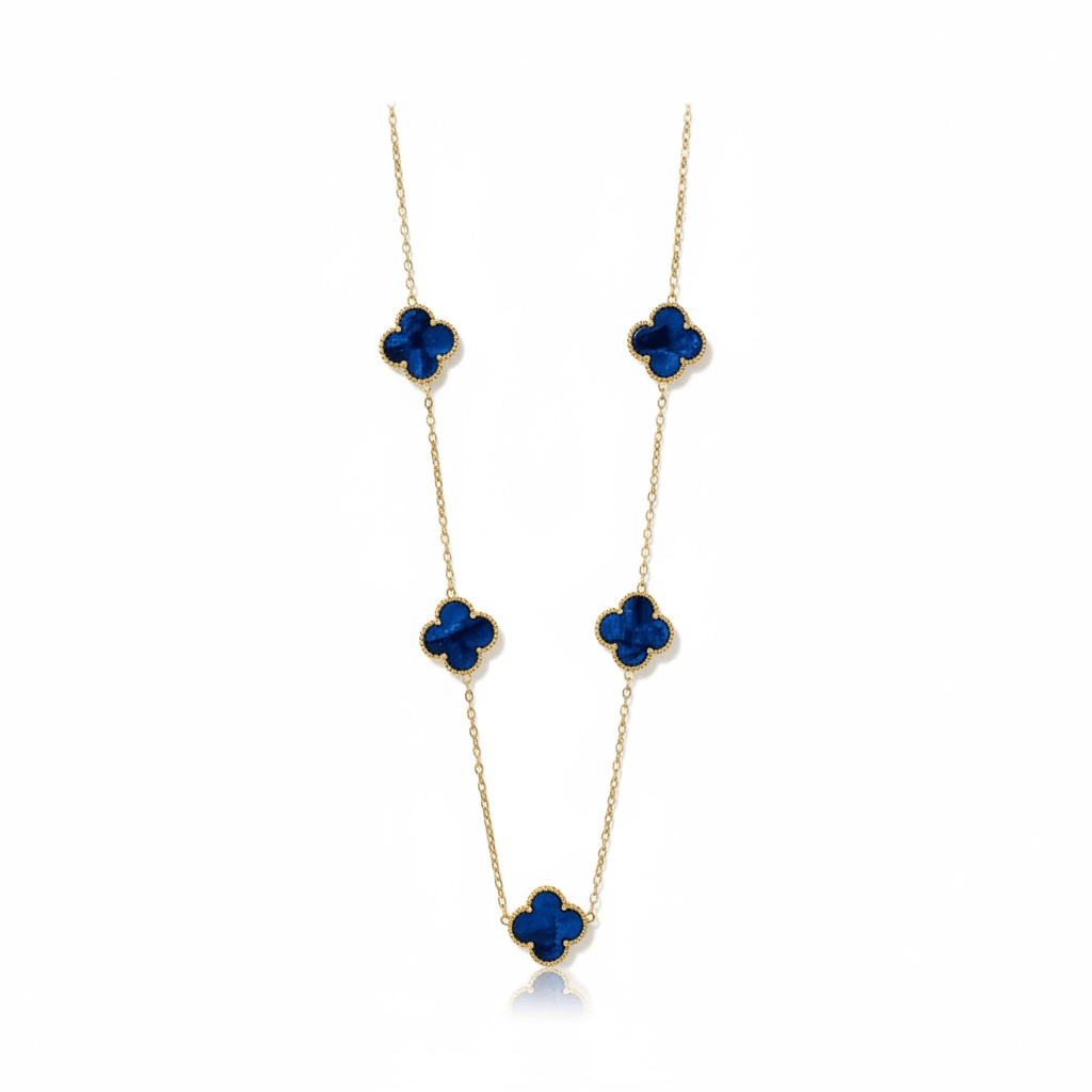 Blue Mother Pearl Trefoil Necklace