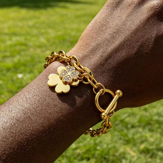 Golden Clover Charm Bracelet