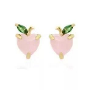 Mini fruit-shaped gold-filled stud earring on white background