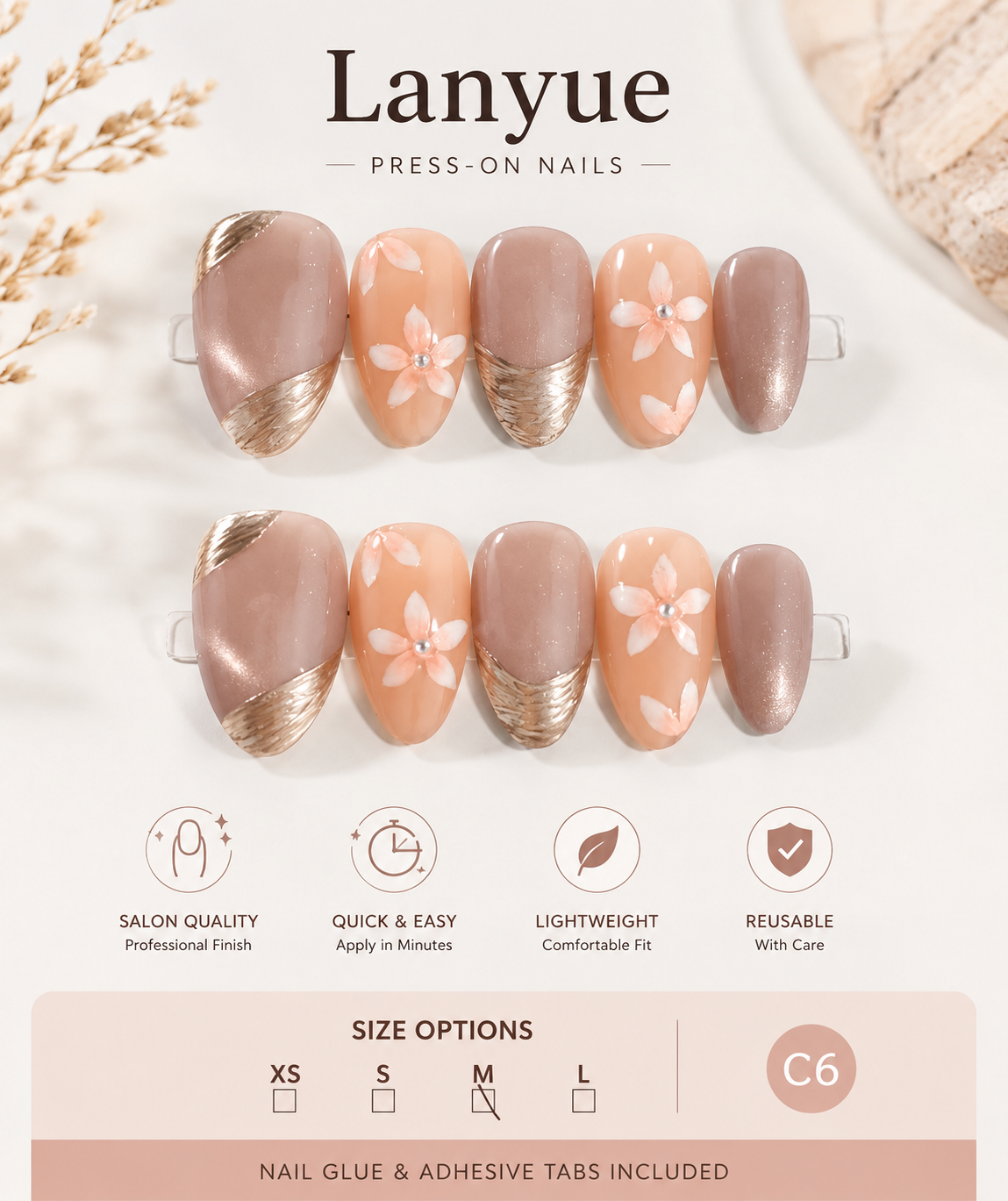 Champagne Blossom Press-On Nails