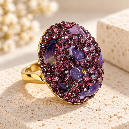 Amethyst Pavé Adjustable Statement Ring