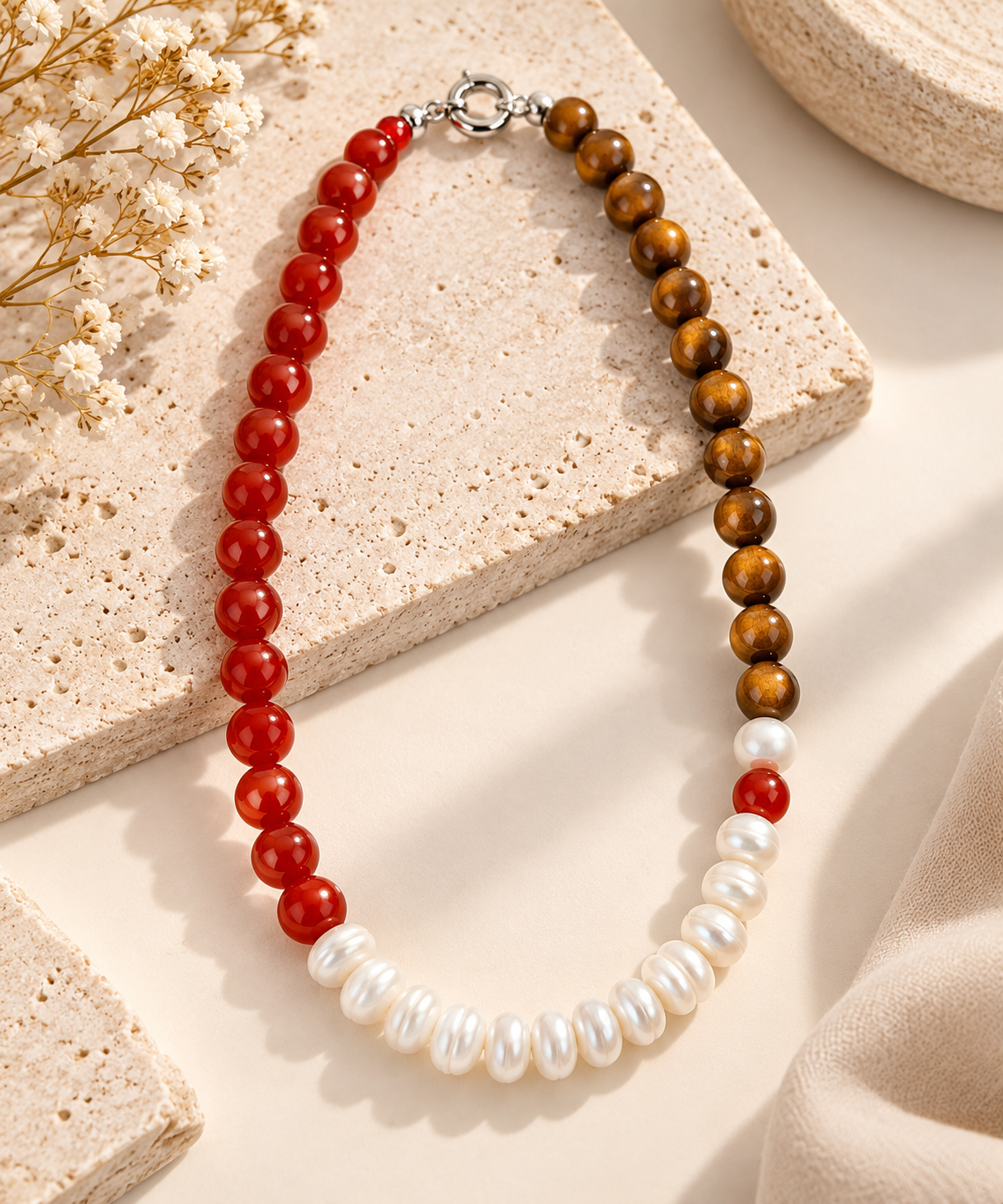 Earth & Pearl Natural Stone Necklace