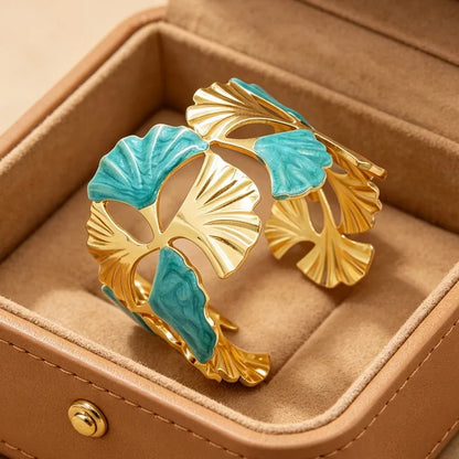 Ocean Ginkgo Cuff Bangle