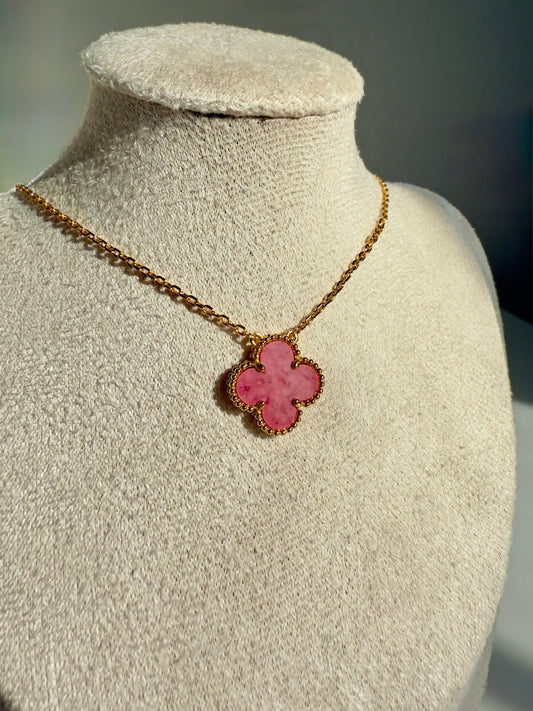 Pink Clover Necklace