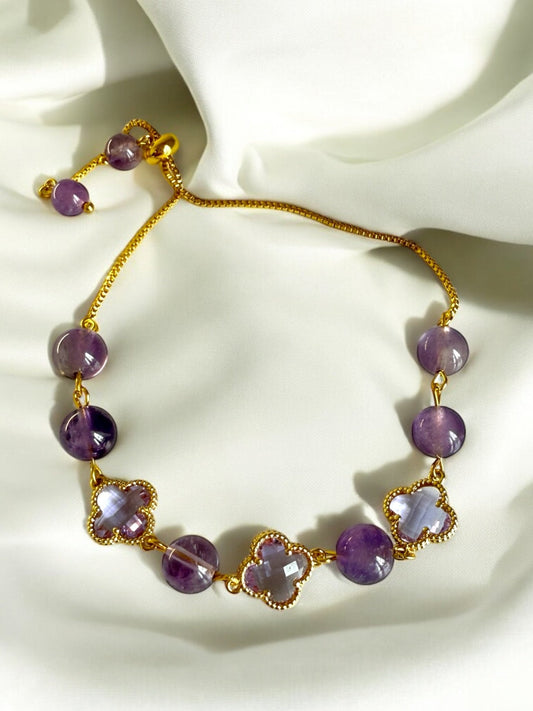 Amethyst Clover Bracelet