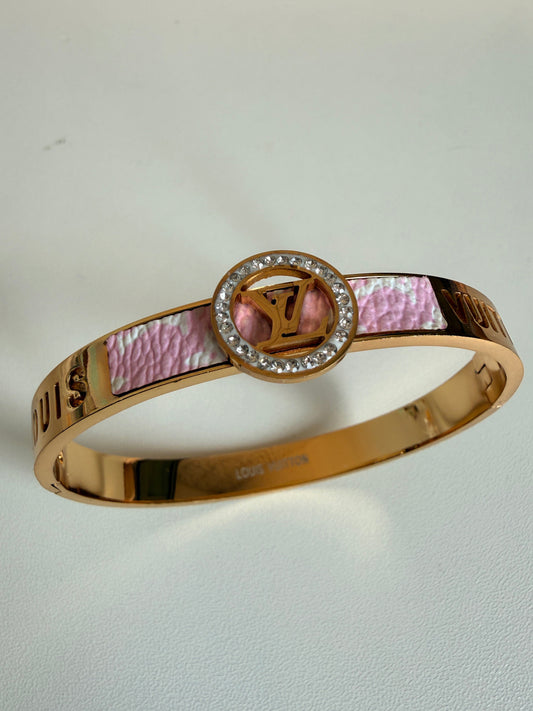 Rosé Luxe Leather Bangle