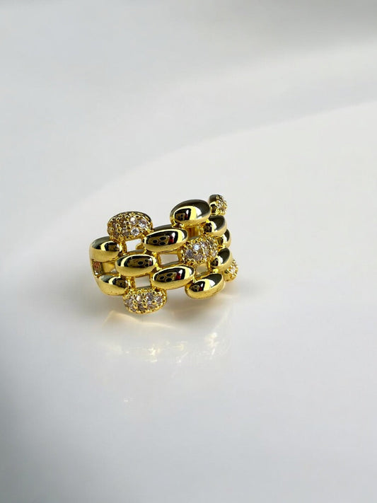 18k Gold Filled Checkers Ring