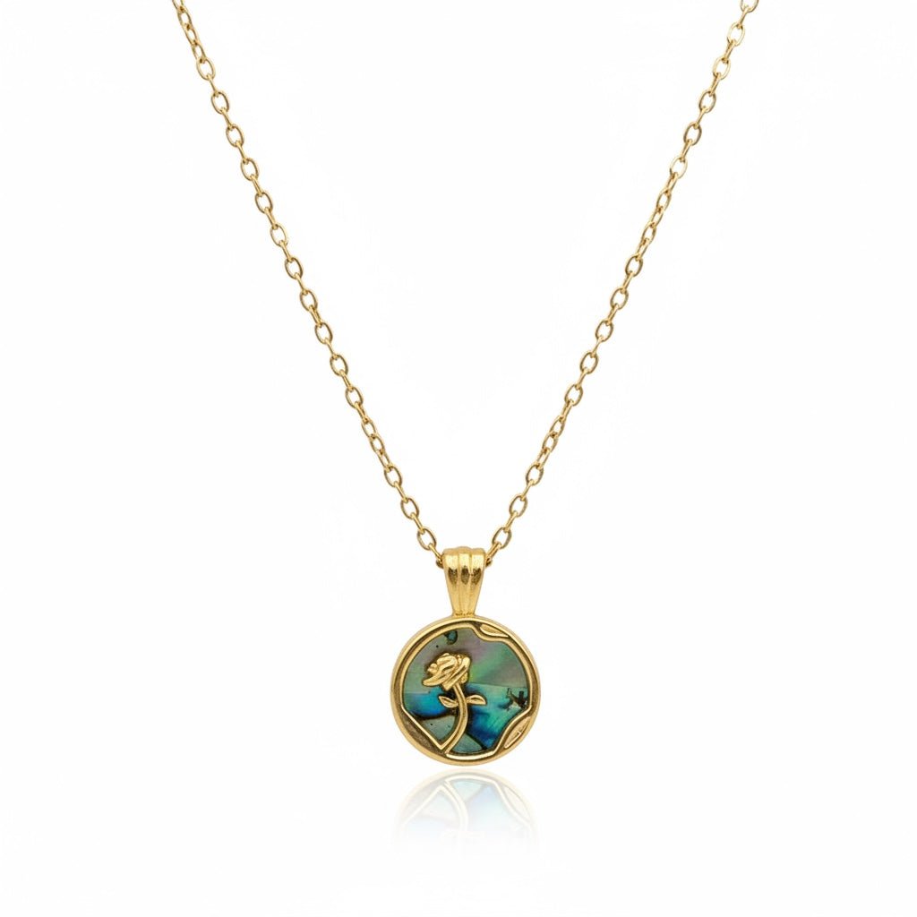 Abalone Rose Pendant Necklace