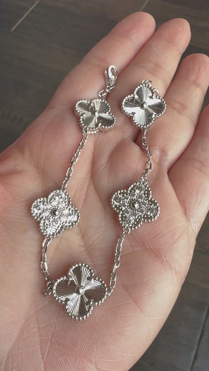 White Gold-Filled Trefoil Bracelet