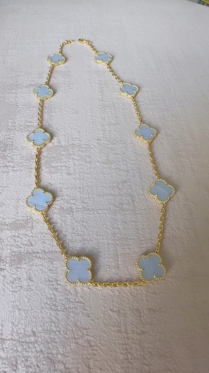 High Quality Light Grey Clover Necklace